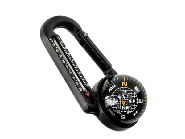 Kompass med karbinhake termometer