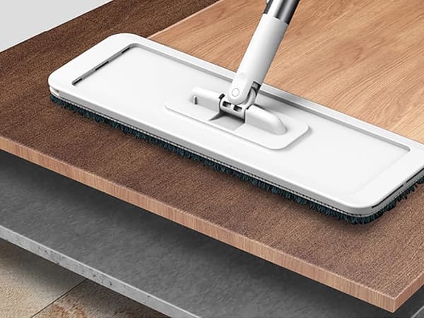 Flatmopp 125 cm - Sammenleggbar mikrofibermopp med skrape