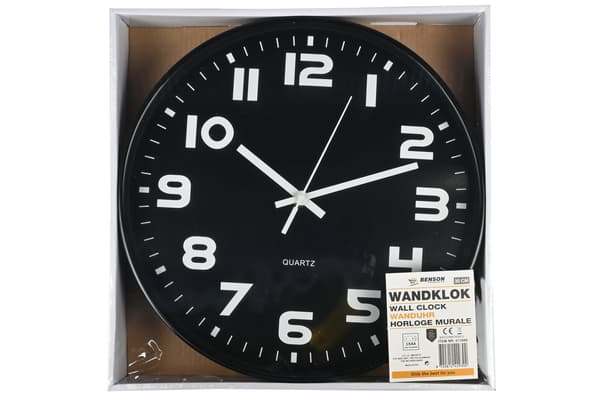 Vægklokke 30 cm sort
