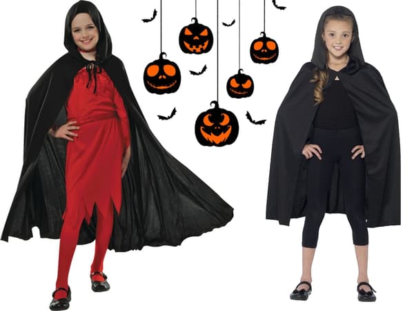 Cape halloween sort hætte kappe udklædning kostume til børn