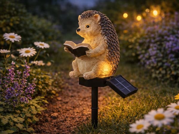 Solcellelampe LED pindsvin med skumringssensor