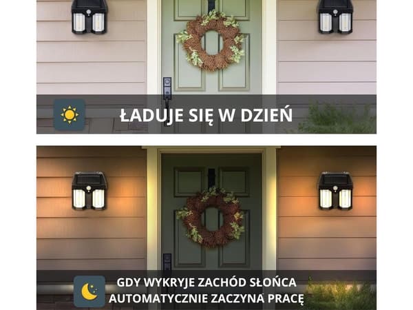Solcellelampe 1200 lm - Vanntett med bevegelses- og skumringssensor