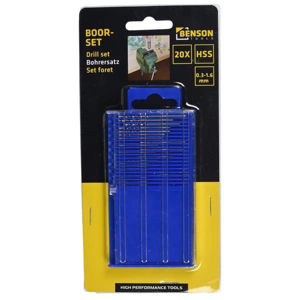 Borrset 20 delar HSS 0.3–1.6 mm