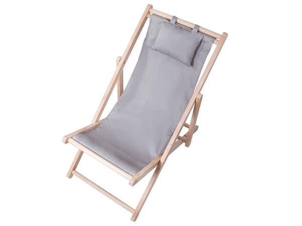 Trædækstole strandstole foldbare havehynder strandstol - Grå