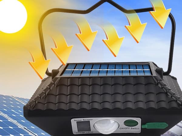 Solcellelampe 60 LED - 5 moduser + fjernkontroll