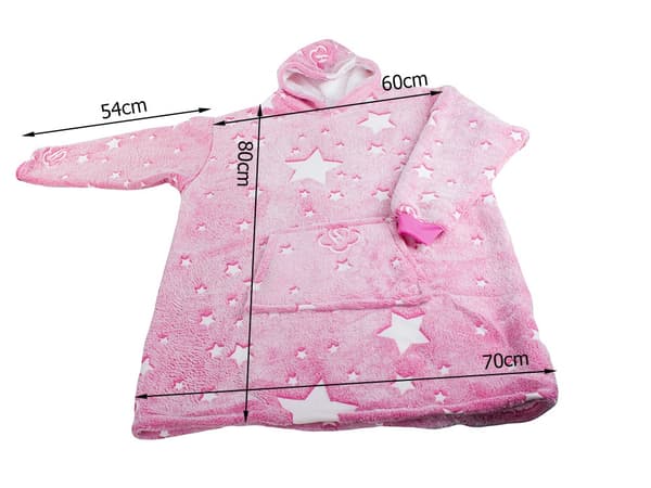 Oversized Hoodie med Hætte - Tæppe - Pink