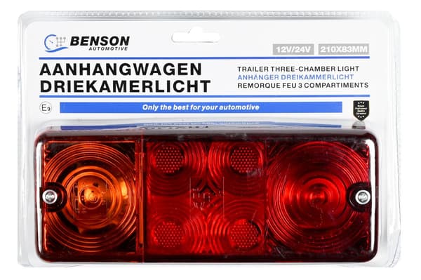 Baklykt trekammer 210×83 mm 12 V E9