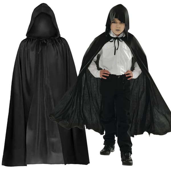 Cape halloween sort hætte kappe udklædning kostume til børn