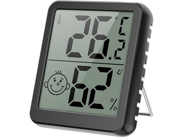 Digitalt termometer mini værstasjon romhygrometer batterimagnet - Svart