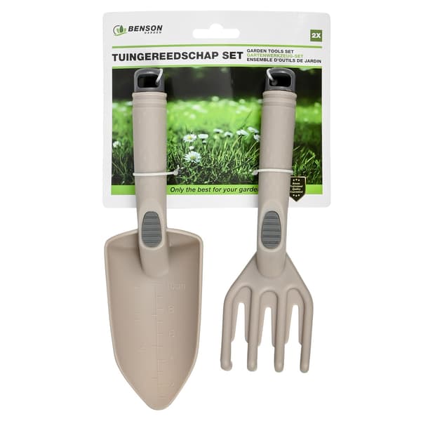Hageredskaper 2-delt plast beige