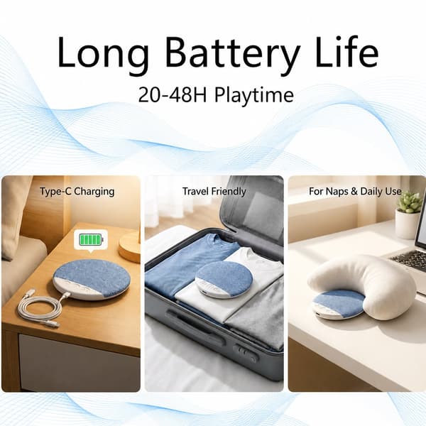 Högtalare för kudde med 3D-stereoljud och timer – Bluetooth 5.4