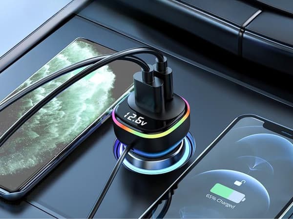 Bluetooth-sändare bil - FM adapter 3× USB och Type-C