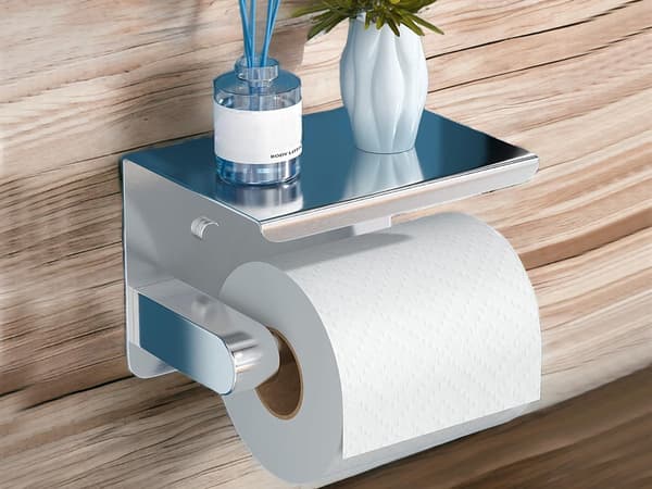 Toiletpapirholder med hylde - Loftdesign i stål