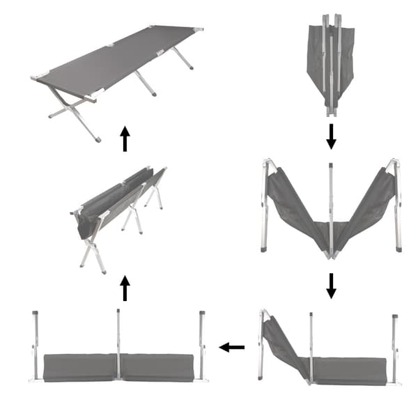 Solseng / Campingseng - Sammenklappelig - Sort