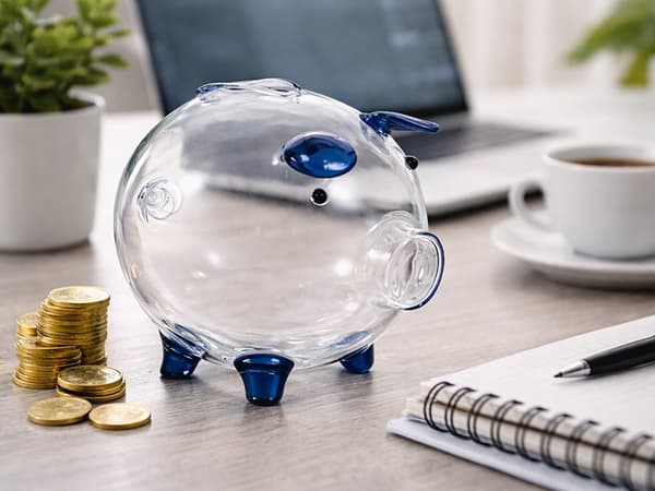 Spargris glass liten