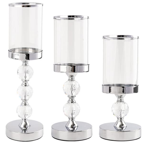 Lyslykter 3-sett - Kromede glasslysholdere