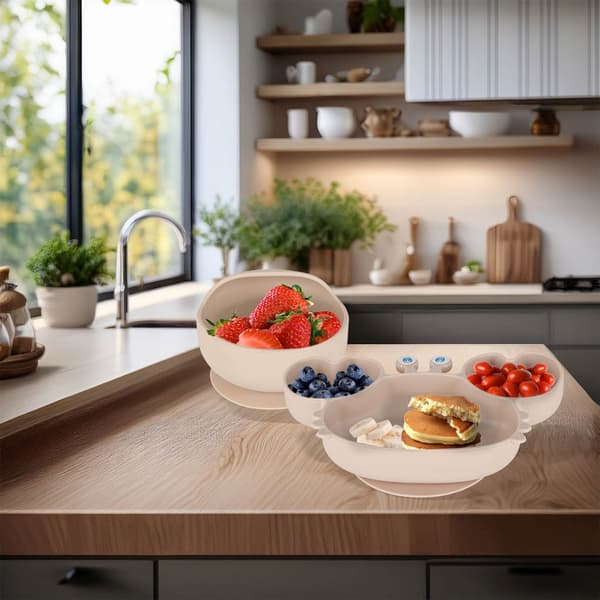Børneservice Silikone - 9 dele - Beige