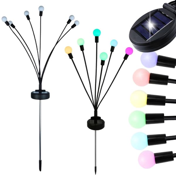 Solcellelamper kugle 2 stk RGB LED 70 cm