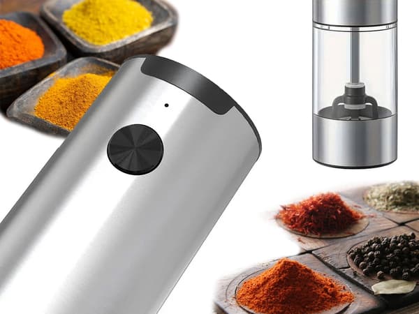 Elektrisk salt- och pepparkvarn med justerbar grovhetskontroll