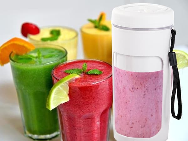 Bærbar USB trådløs smoothie-blender, isknuser, rem - Grå