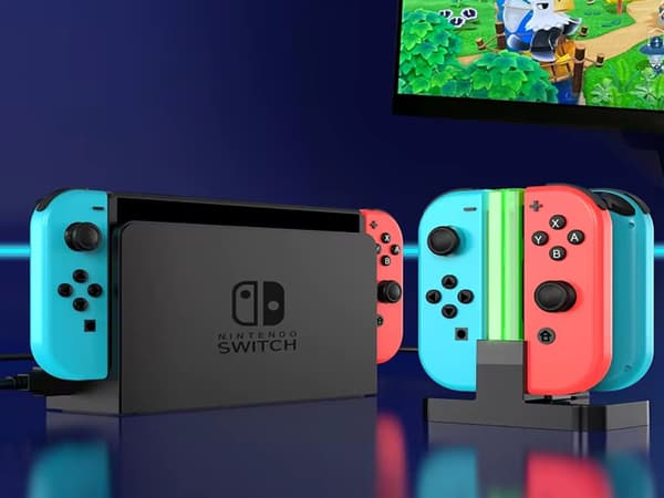 Laddstation för 4 Nintendo Switch Joy-Con med LED