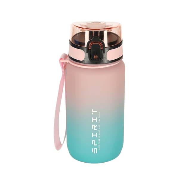 600ml Vattenflaska med Sugrör & Tidsmarkör - Pink