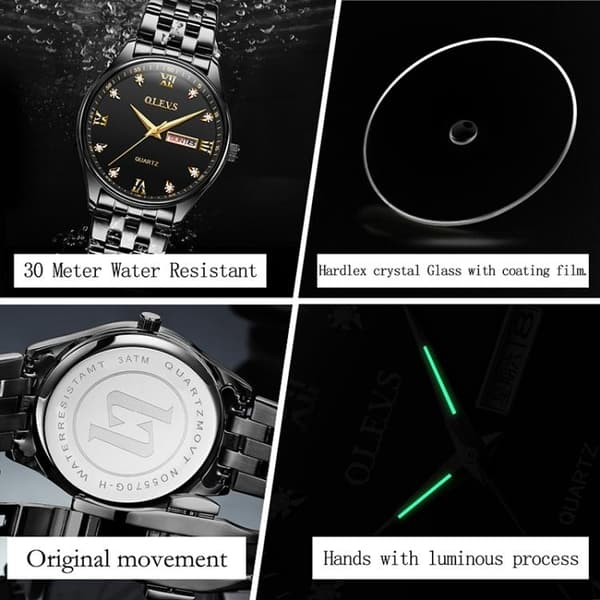Quartz Ur / Armbåndsur - Vandtæt – Sort