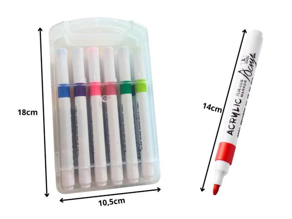 Akrylpennor 12-pack - För glas, plast, metall, trä