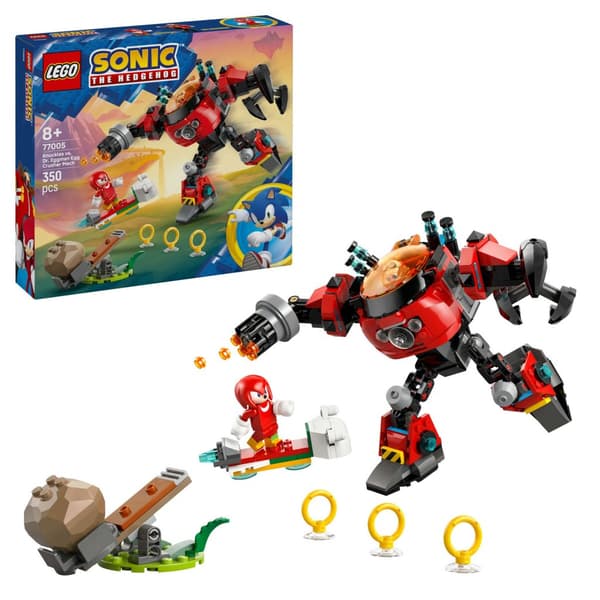 LEGO Sonic Knuckles mot Dr Eggmans Egg Crusher robot 77005