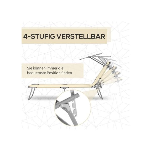 Trädgårdssoffa - MUVOE - Wellness - Beige - Justerbart soltak - Fällbar