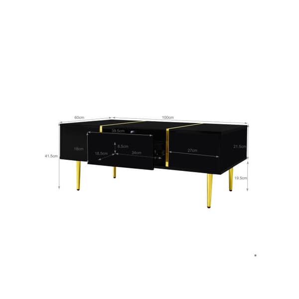 Sofabord - MUVOE - Moderne - Glans sort - 2 skuffer - Moderne design