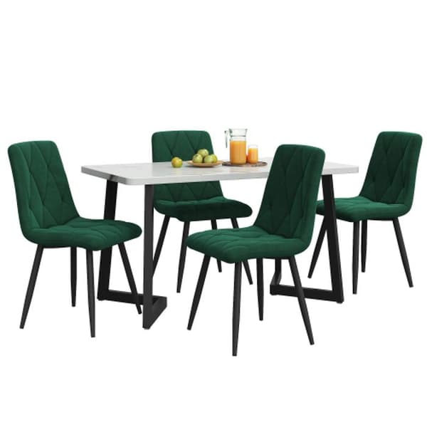 Matbord - Set 117x68 cm - 4 stolar - Sammet - Rektangulär