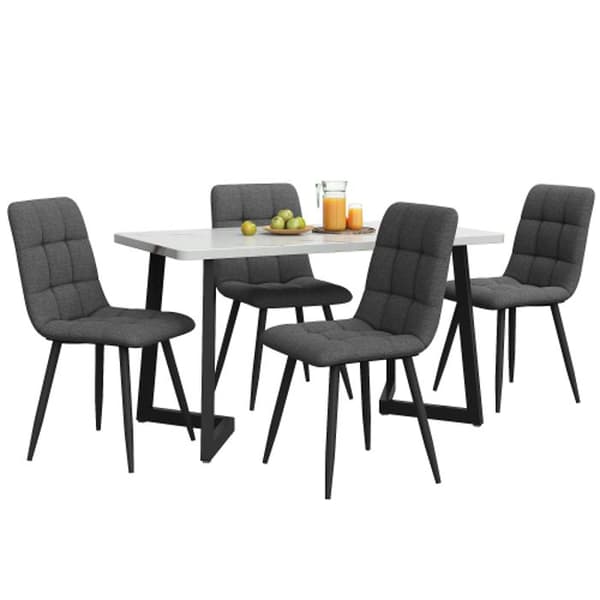 Spisebord - MUVOE - 117 cm - 4 stole - Mørkegrå - Rektangulær