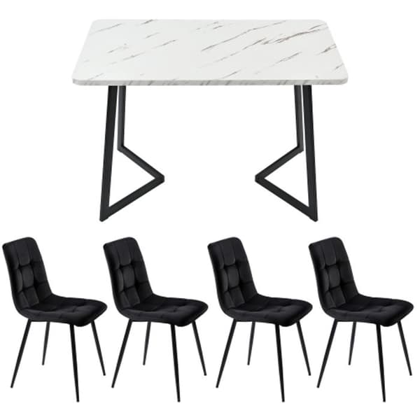 Matbord - MUVOE - Rektangulär - 4 stolar - Svart - Modern