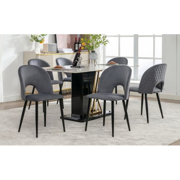 Matstolar - MUVOE - Design - Sammet - Justerbara ben - Set om 6