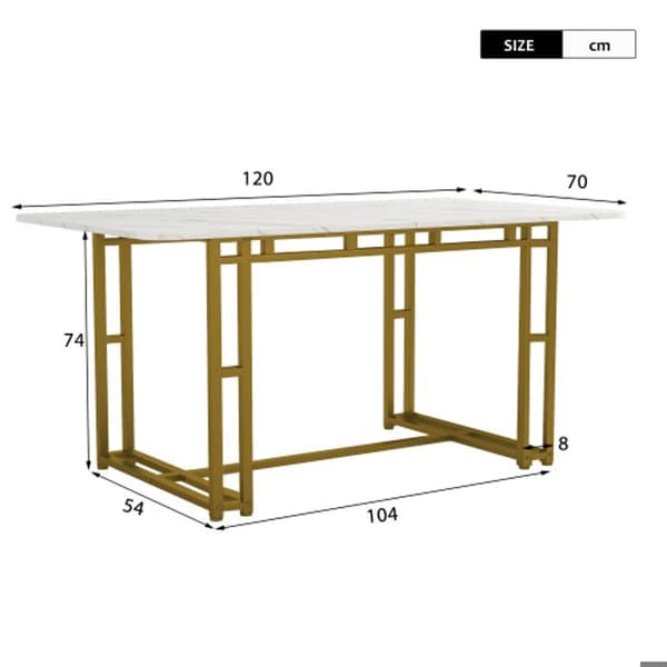 Matbord - MUVOE - 120x70cm - Guldmetall - Rektangulär - Nutida