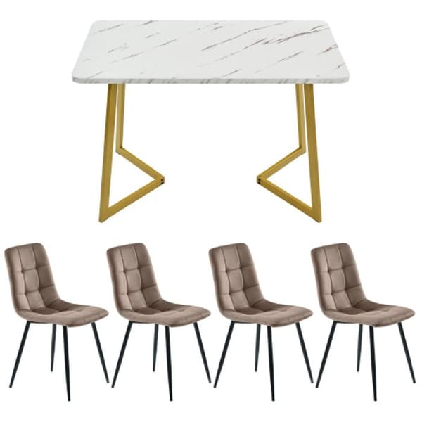 Dining table set, (Set, dining table 117×68cm with 4 chairs), Rectangular dining table