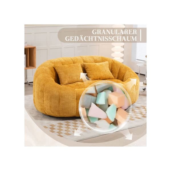 Sofa puf - MUVOE - Doven Sofa - Gul - Chenille - Med armlæn