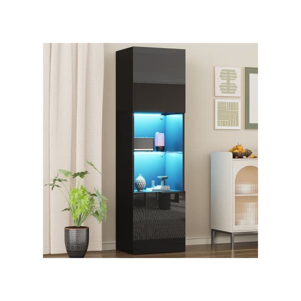 Vitrine - MUVOE - Sort Blank - 1 glas hylde - LED belysning - 160 cm