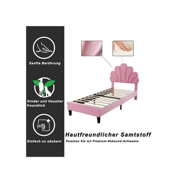 Barneseng - 90 x 200 cm - Blomsterhovedgærde - Robust MDF - Nem montering