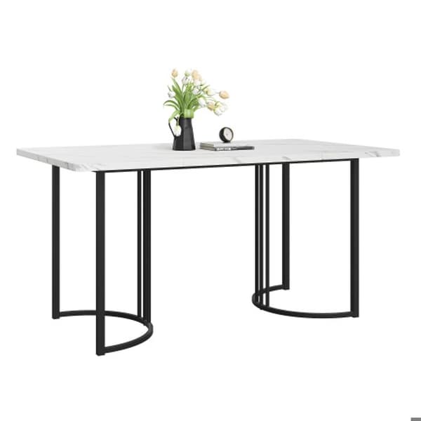 Matbord - Rektangulär - 140 x 80 cm - Modern marmor - Justerbara ben