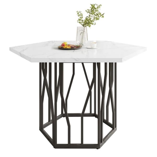 Mødebord - Moderne - Hexagonal - Marmor - Sort metal - Moderne design