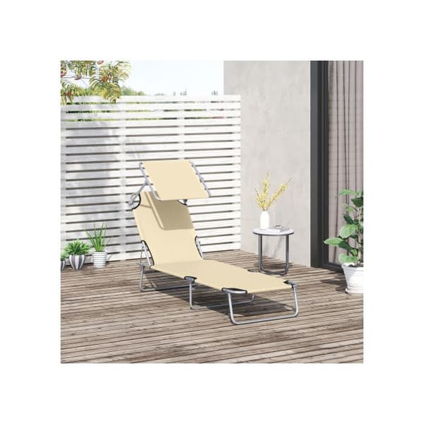 Trädgårdssoffa - MUVOE - Wellness - Beige - Justerbart soltak - Fällbar
