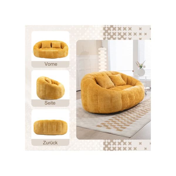 Sofa puf - MUVOE - Doven Sofa - Gul - Chenille - Med armlæn