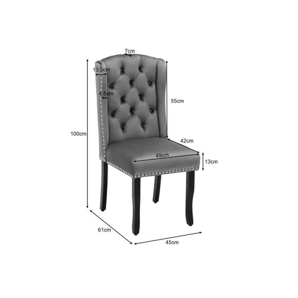 Spisestol - MUVOE - Moderne design - Grå velour - Egetræ ben - Sæt af 6