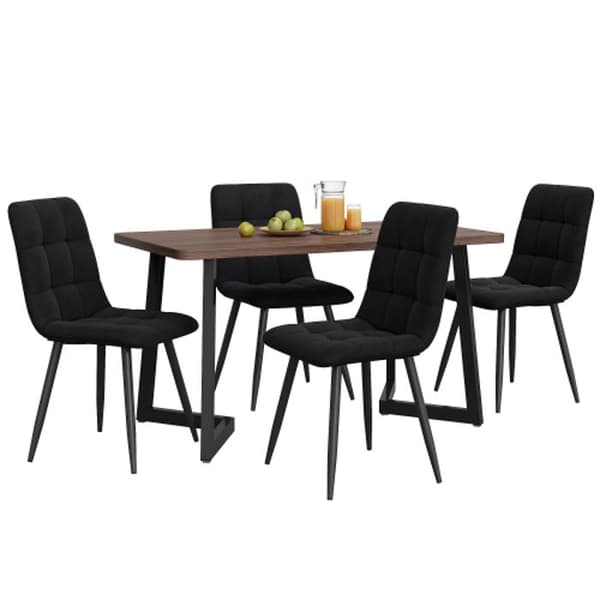 Spisebords sæt - MUVOE - 5 dele - Sort fløjl - Moderne design - 4 pladser