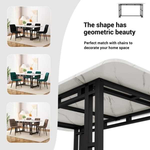 Spisebord - MUVOE - 120x70cm - Sort metal - 6 pladser - Rektangulær