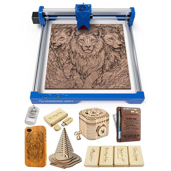 3D-printer Atomstack Swift, 300 x 300 mm, automatisk genkendelse af dele, 12 W strømforsyning