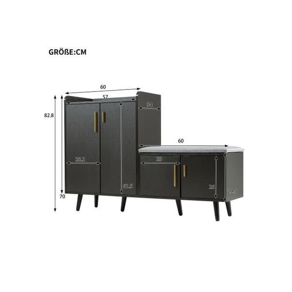 Skoopbevaring - MUVOE - Moderne - 4 døre - Massivt træ - Sort
