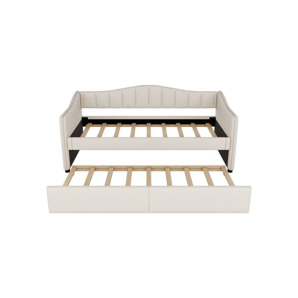 Dagbed - Minimalistisk - 90x200 cm - Beige - Sengeklapseng - Justerbart LED-lys